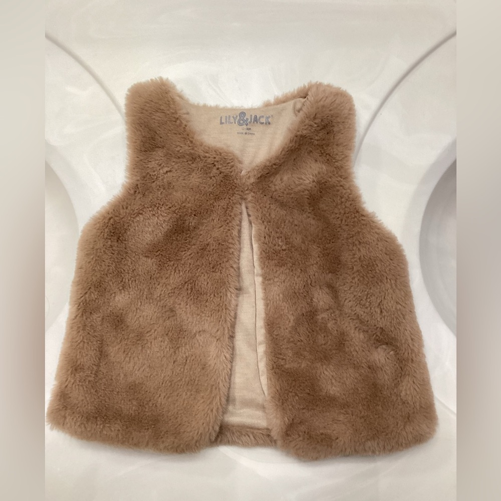 Lily & Jack Brown Faux Fur Vest - 12-18 months